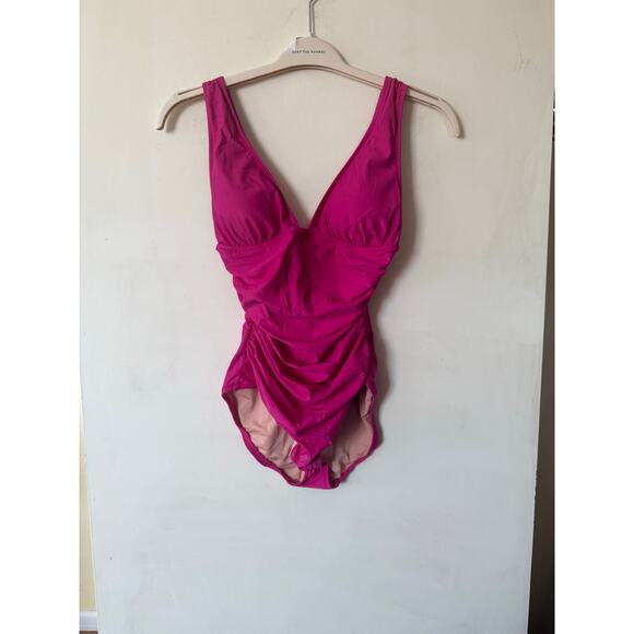 J.CREW Other - NWT J. Crew Ruched V-neck One-Piece Swimsuit Women's 6 Radiant Fuchsia Pink